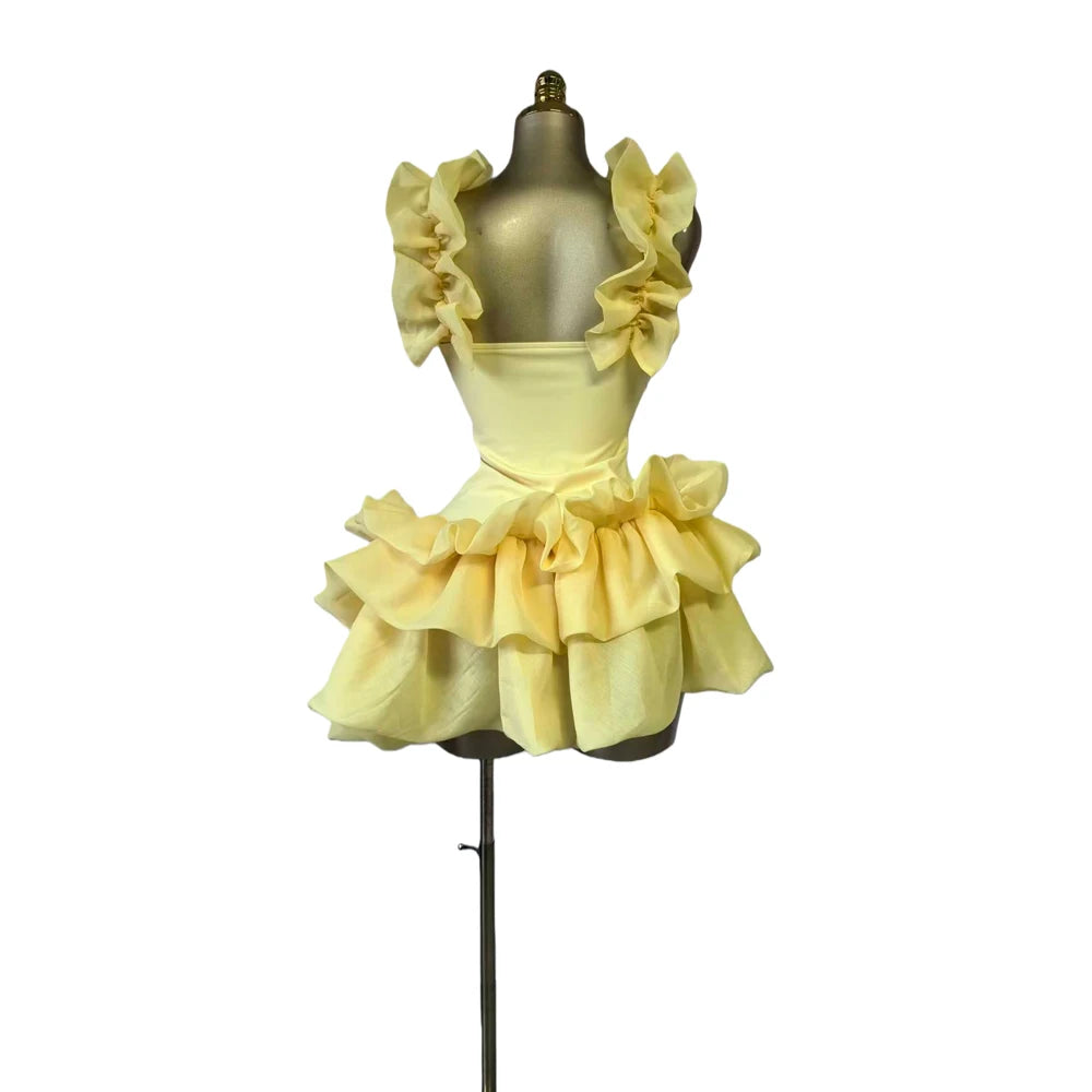 Elegant Ruffled Hem Sleeveless Mini Dress for Women
