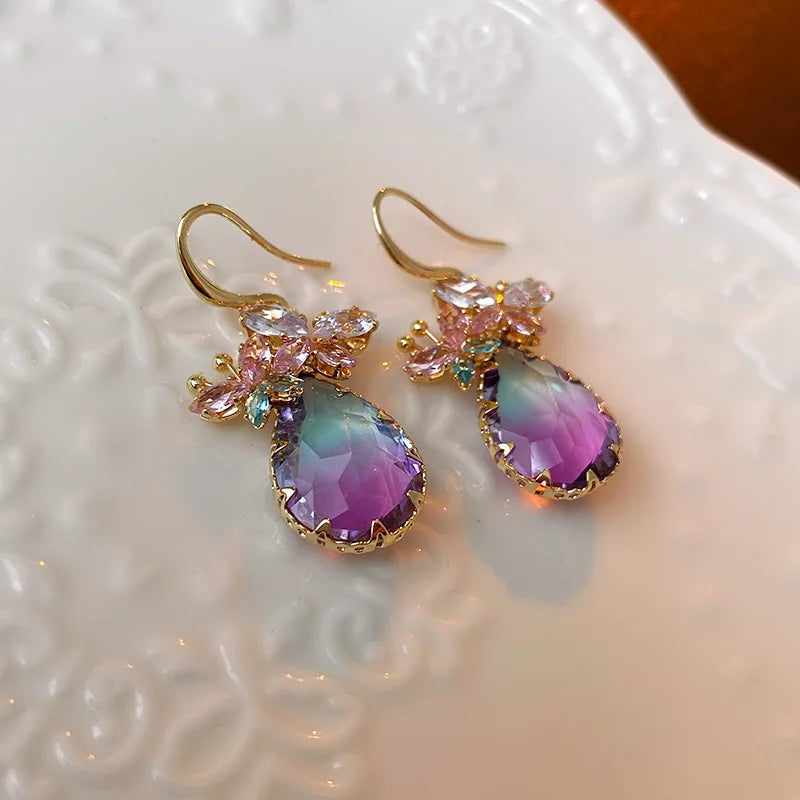 Butterfly Cubic Zirconia Drop Earrings