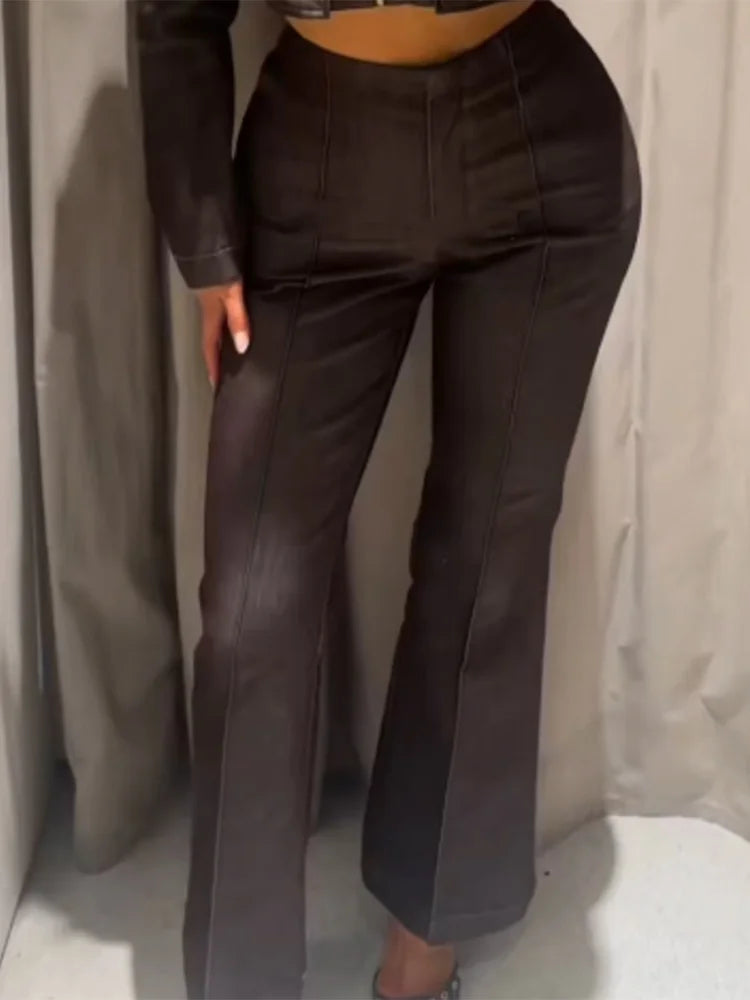 Vintage Turn Down Collar Denim Coat And Pants Set for Women