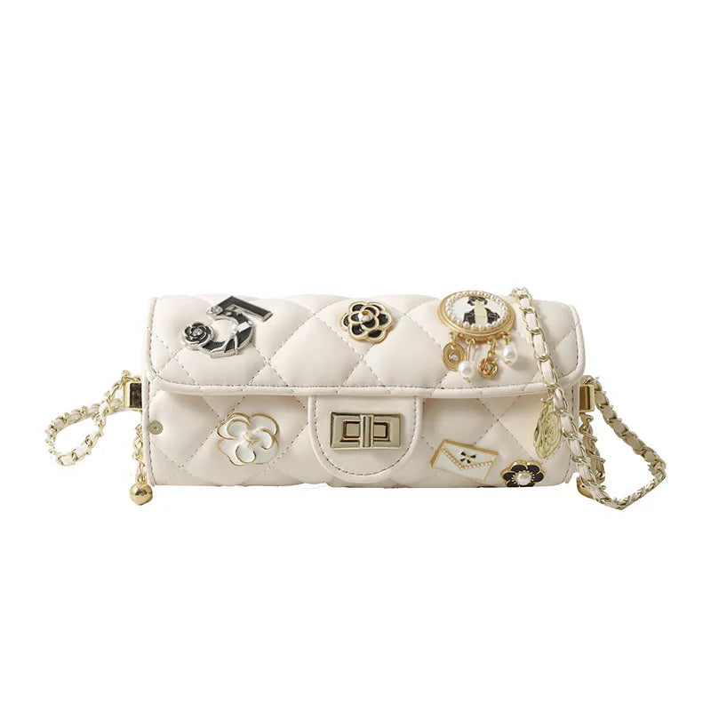Textured Diamond Grid Crossbody Shoulder Bag for Women