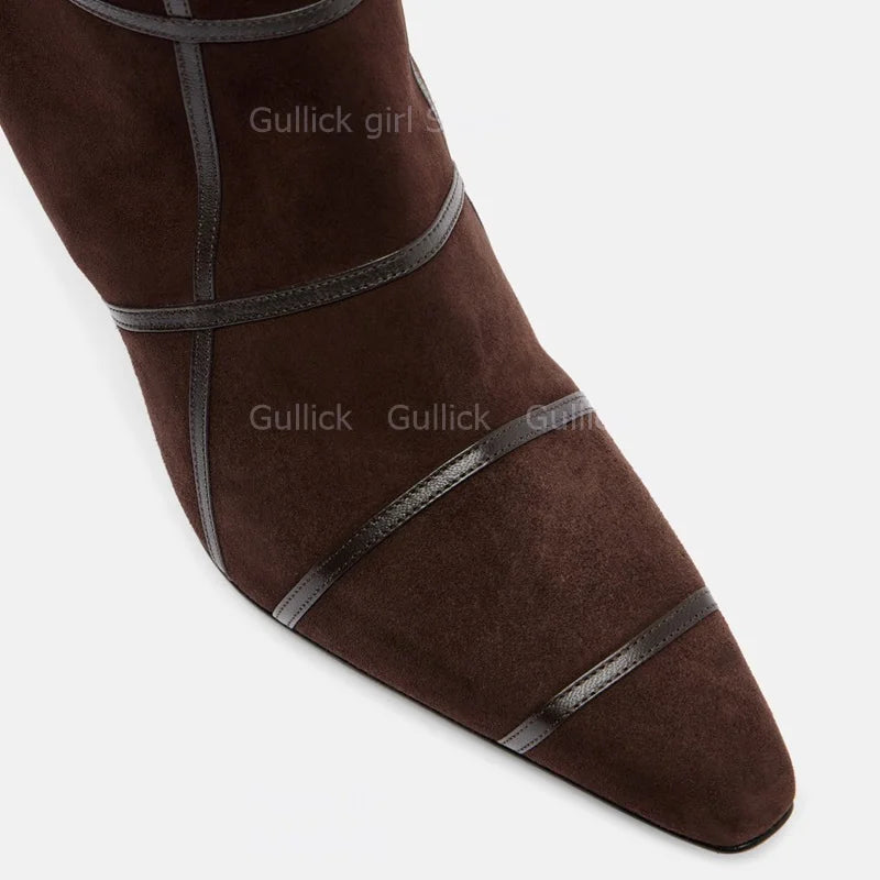Suede Pointed Toe High Heel Stiletto Ankle Boots for Women