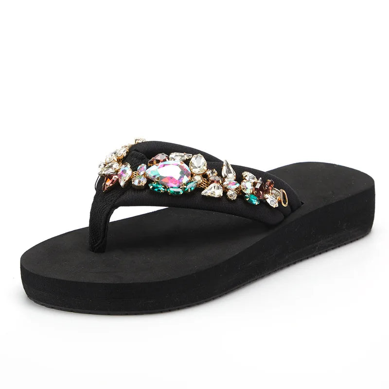 Crystal Accent Clip Toe Casual Summer Sandals For Women
