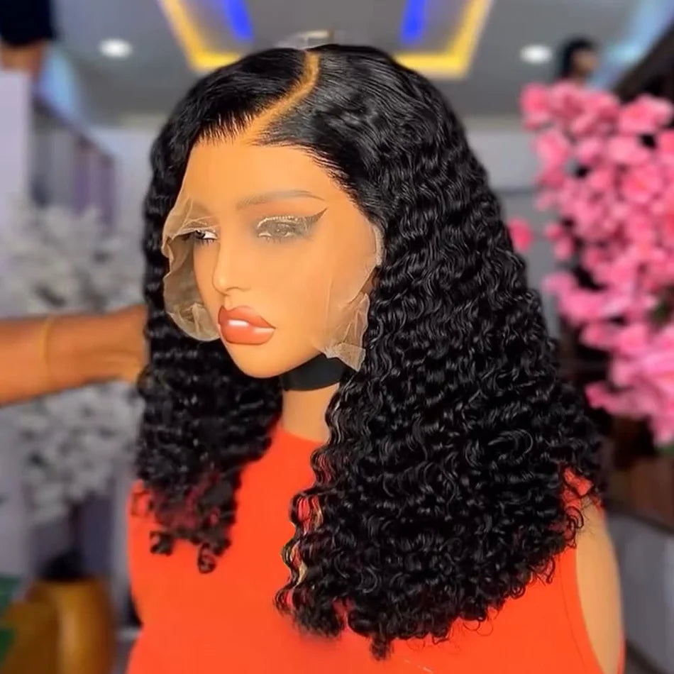 Deep Curly Human Hair Bob Wig