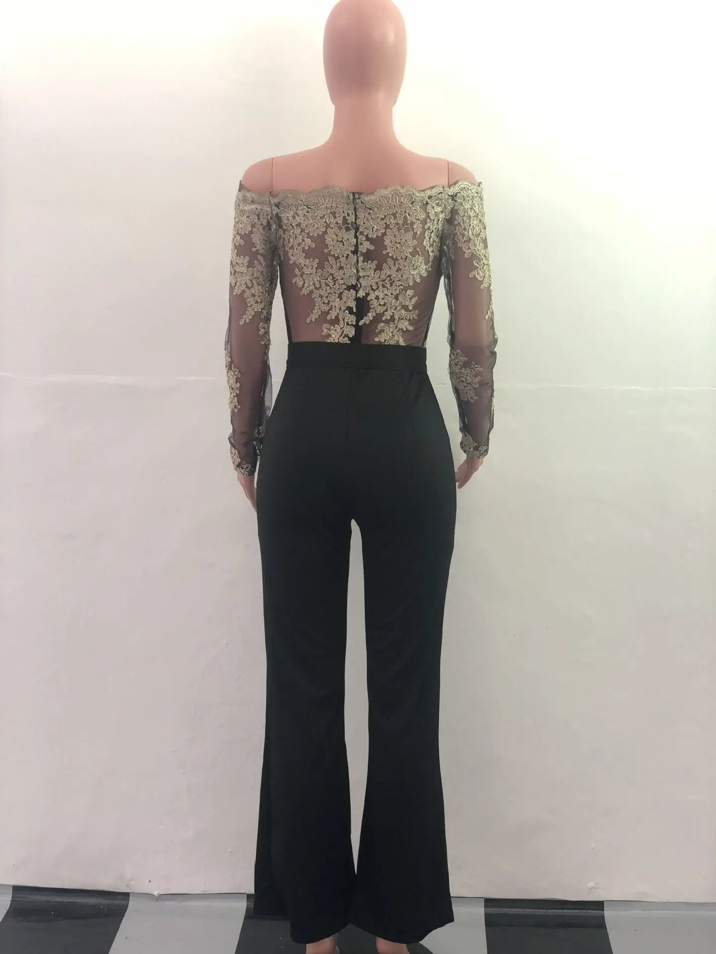 Elegant Lace Stitching Wide Leg Jumpsuit for Women