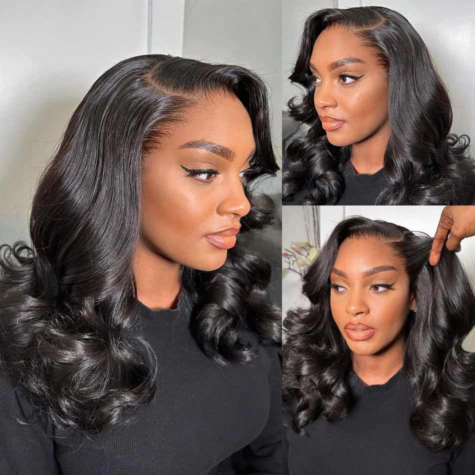 Body Wave Short Bob Human Hair Lace Front Wig for Women