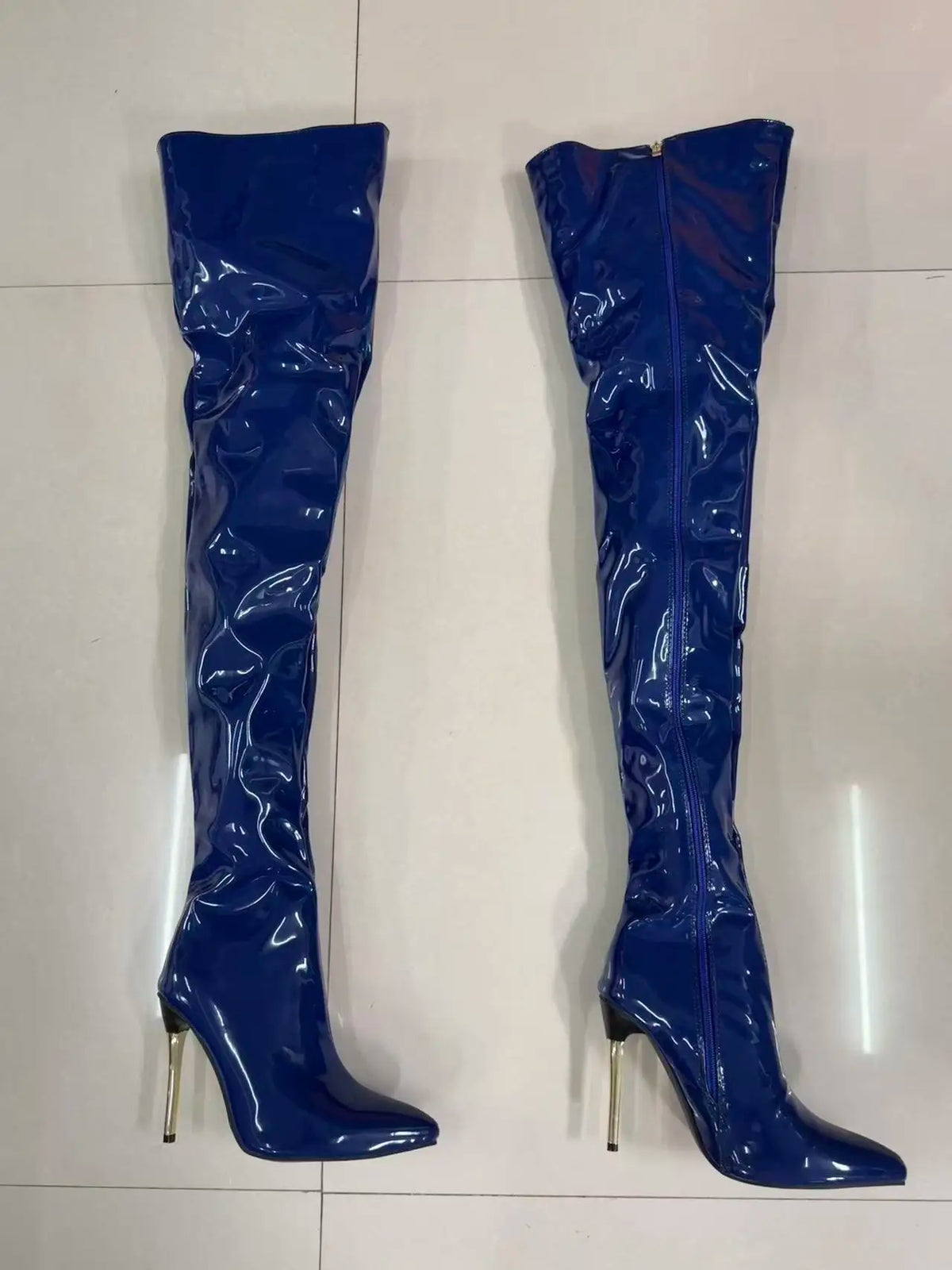 Patent Leather Over The Knee Stiletto Boots for Women