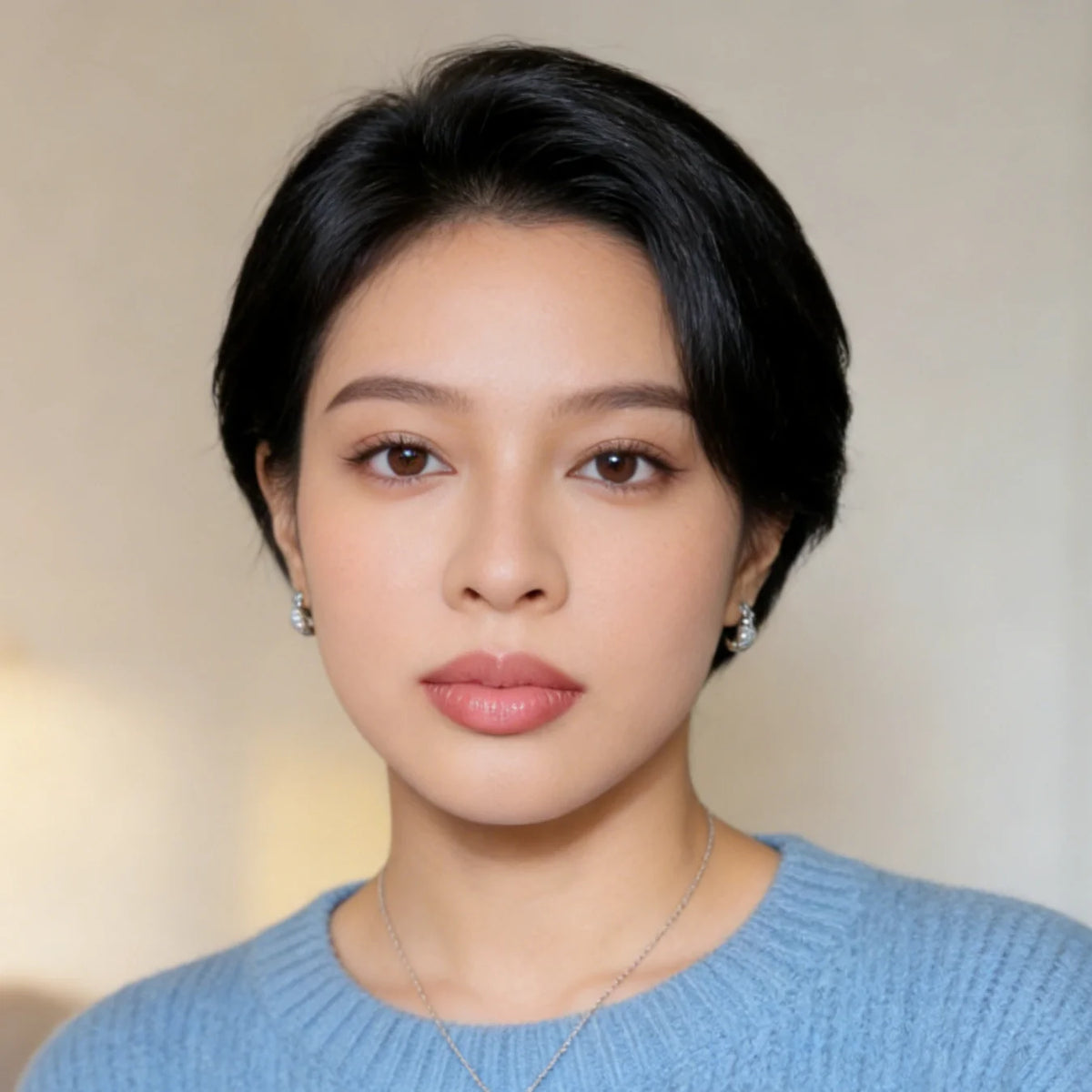 Short Straight Pixie Cut Human Hair Lace Front Wig for Women