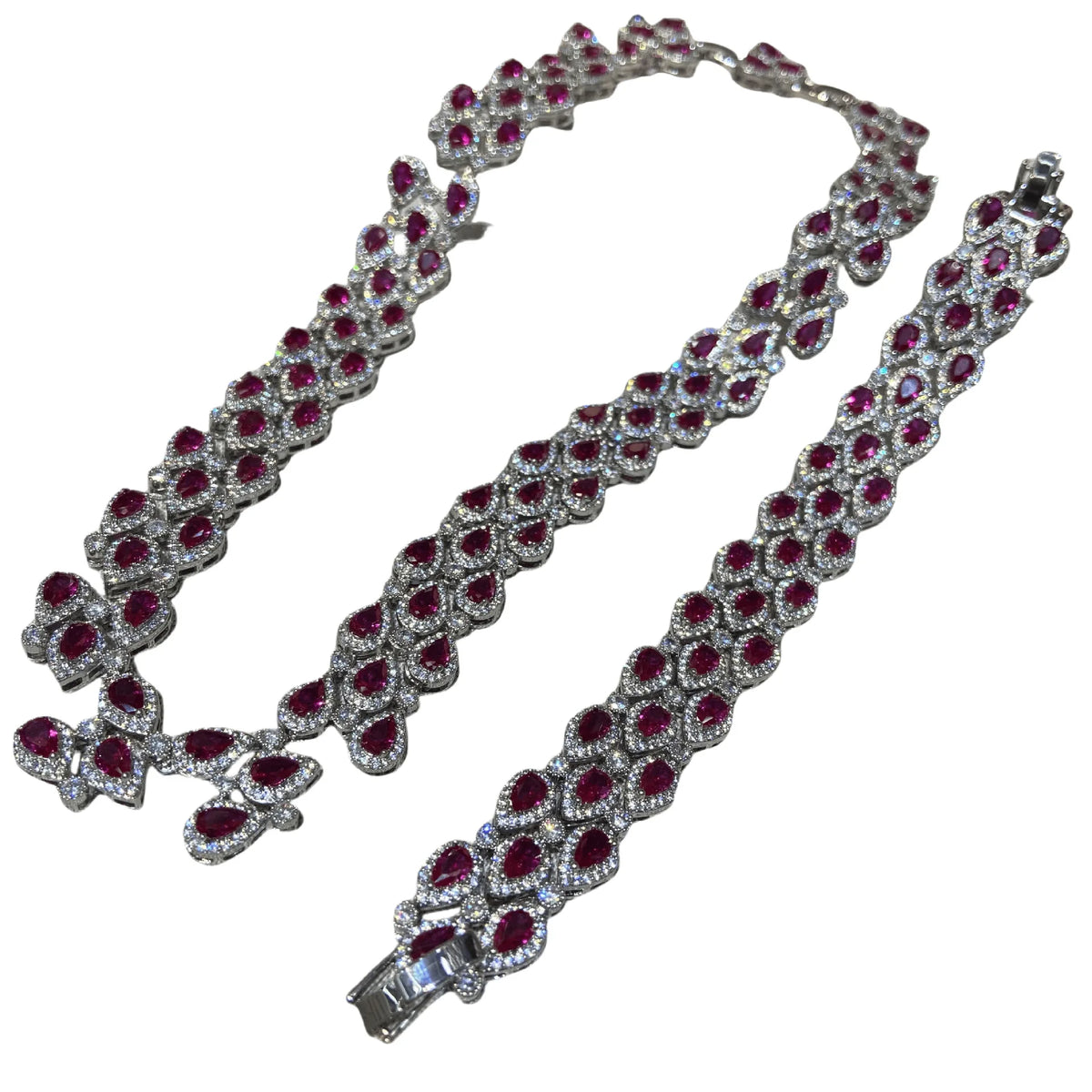 Zircon Tassel Necklace and Bracelet Set for Women