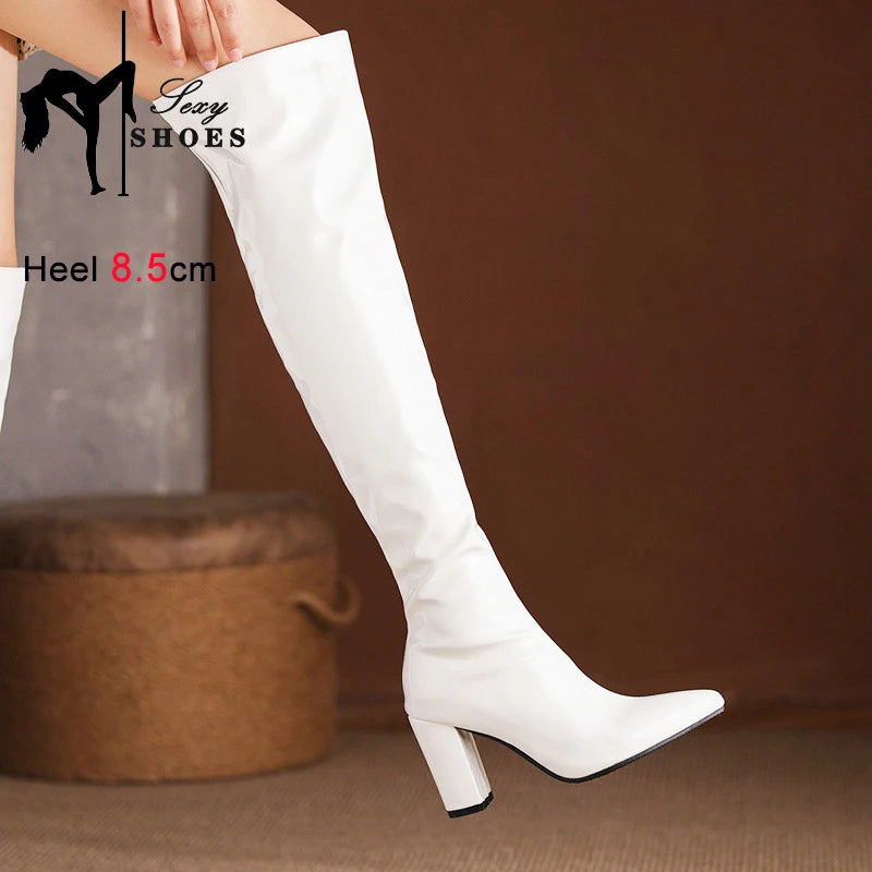 Sexy Over The Knee Boots Pointed Toe Zipper for Women
