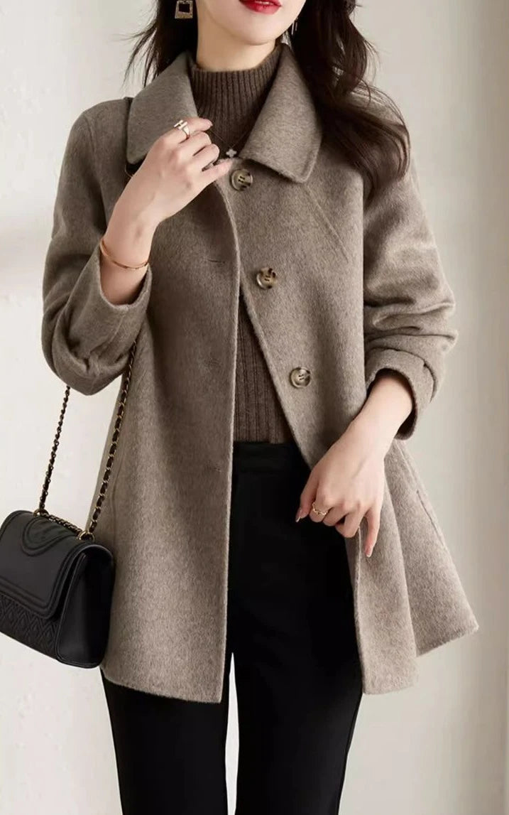 Women's Wool & Blends Coat Long Plain Ladies Jackets Loose Sleeve Casual Cheap Trendy Fashion 2025 Single Medium Outerwears Hot