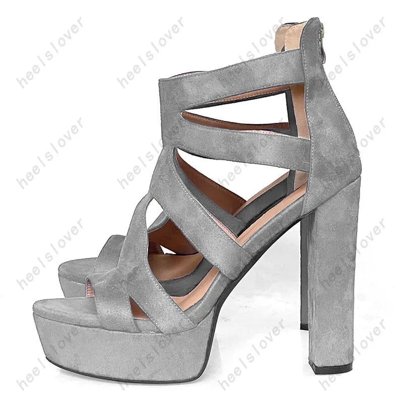 Open Toe Platform Sandals With Square Heel For Women