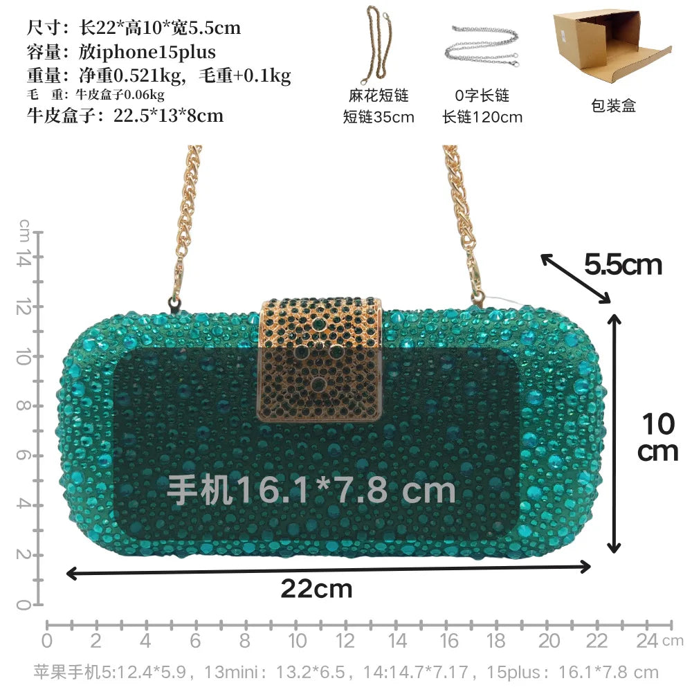 Shiny Rhinestone Clutch Handbag for Women Party Occasions