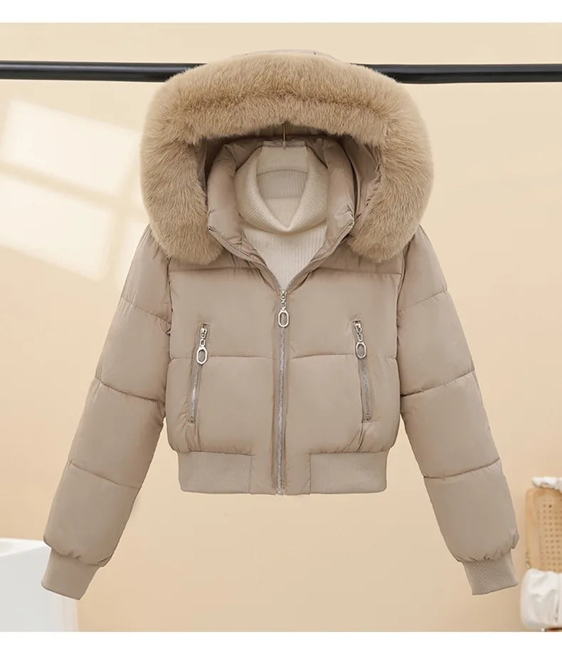 Warm Hooded Cotton Padded Winter Parka Coat for Women