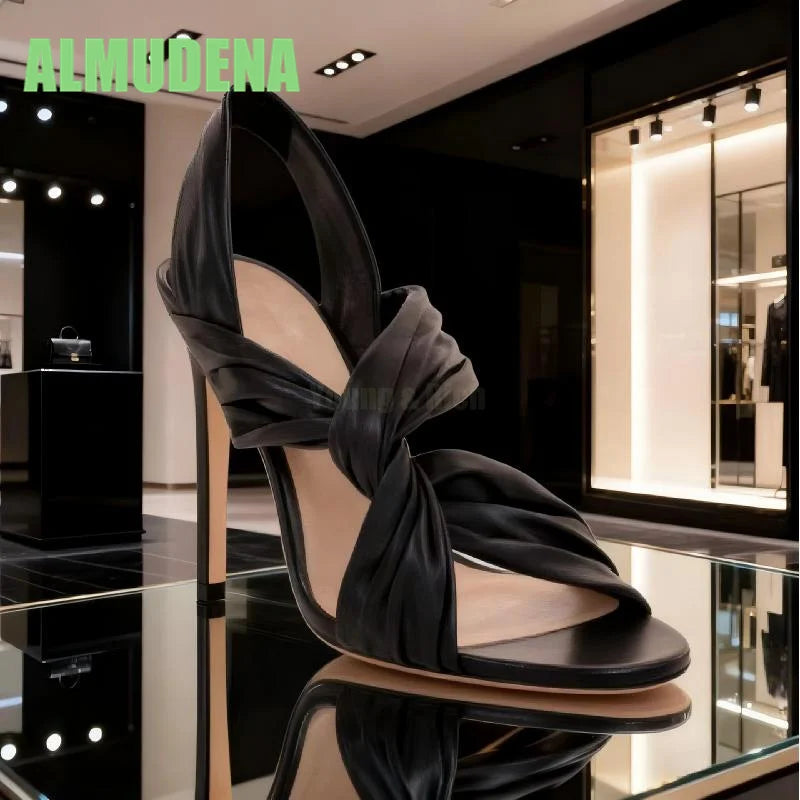 Two Tone Patchwork Cross Strap High Heel Sandals for Women