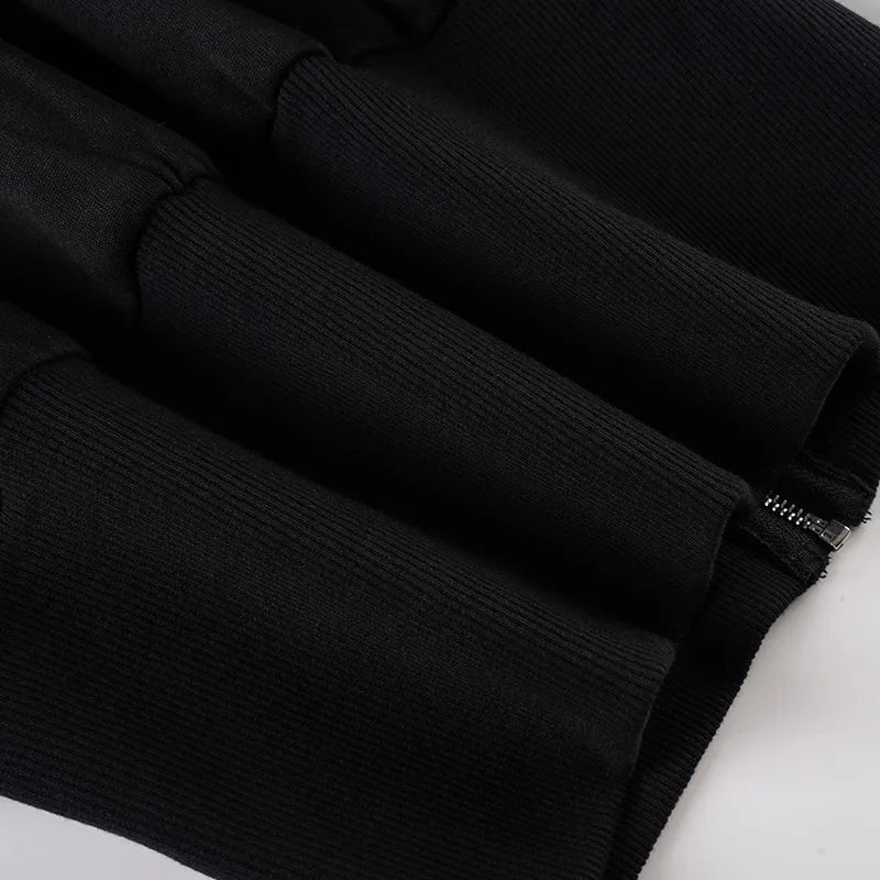 Y2K Winter Fashion Streetwear Women's Black Zip - Up Hoodie With Trendy Casual Long Sleeve Cropped Jacket Style Party