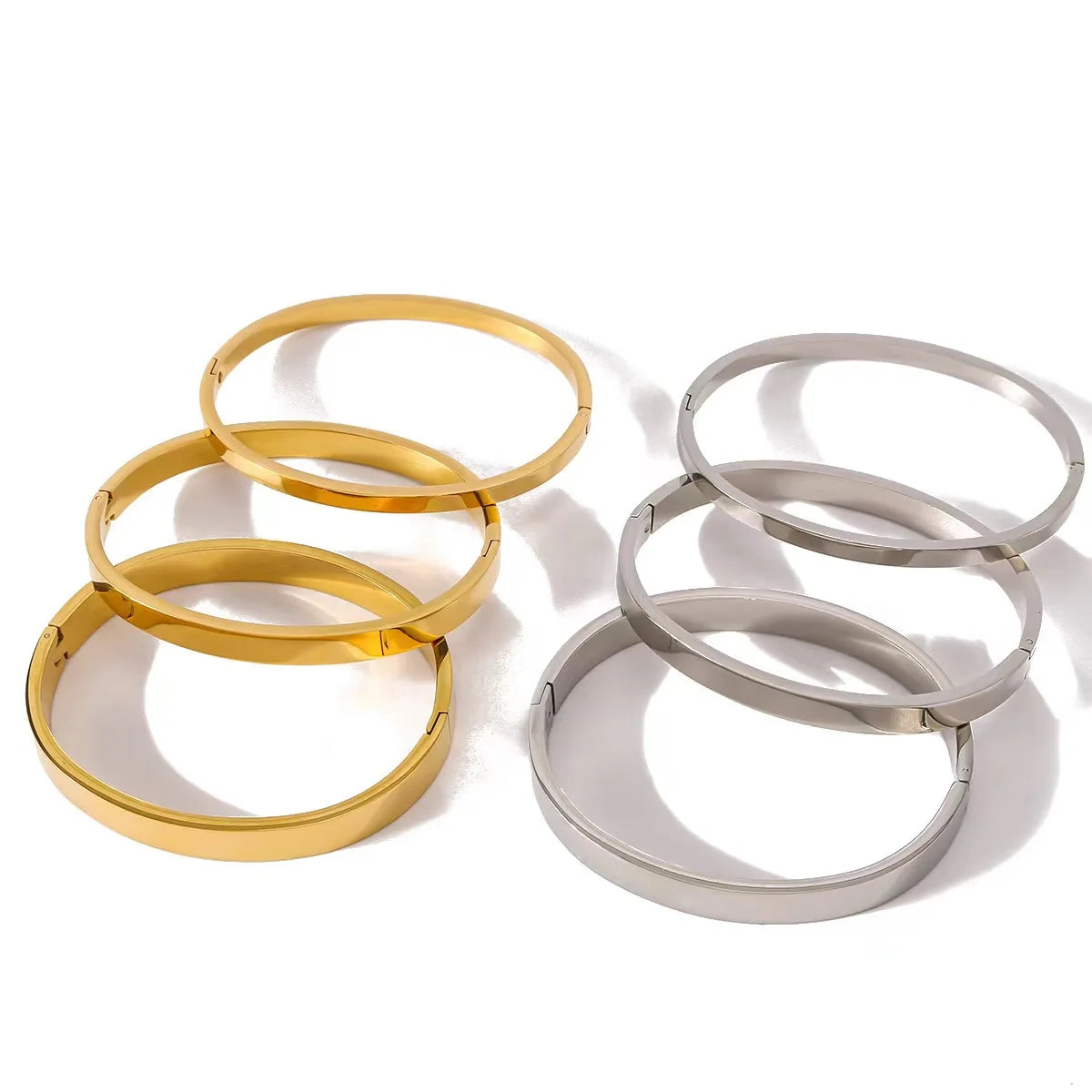 Waterproof Oval Stainless Steel Bangle Bracelet for Women