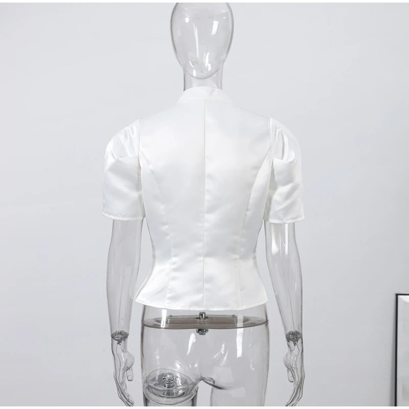 Stand Collar Puff Sleeve Coat