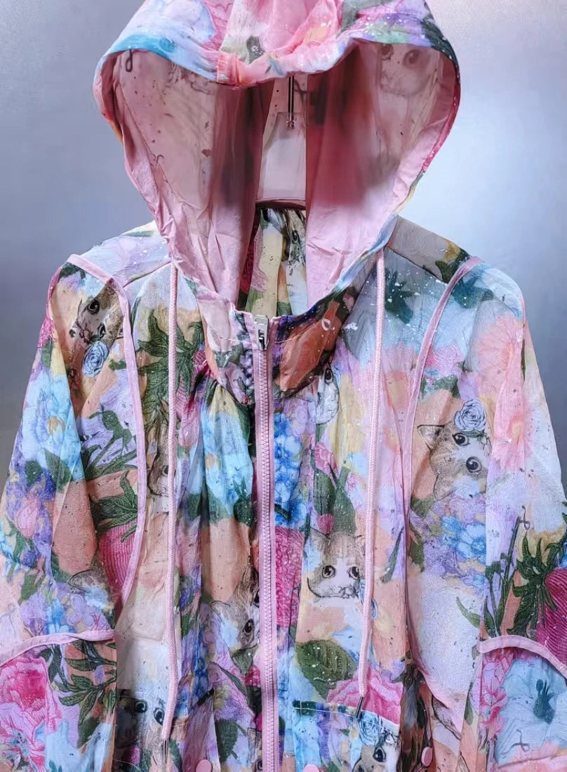 Tie Dye Printed Hooded Summer Casual Shirts for Women