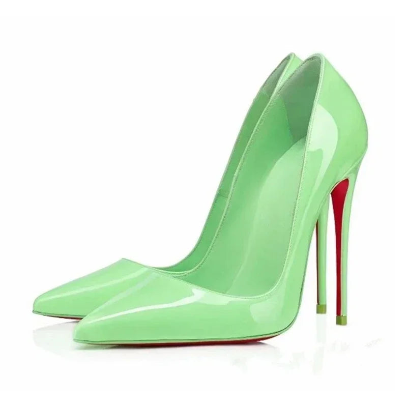 Pointed Patent Leather Slim High Heel Pumps for Women