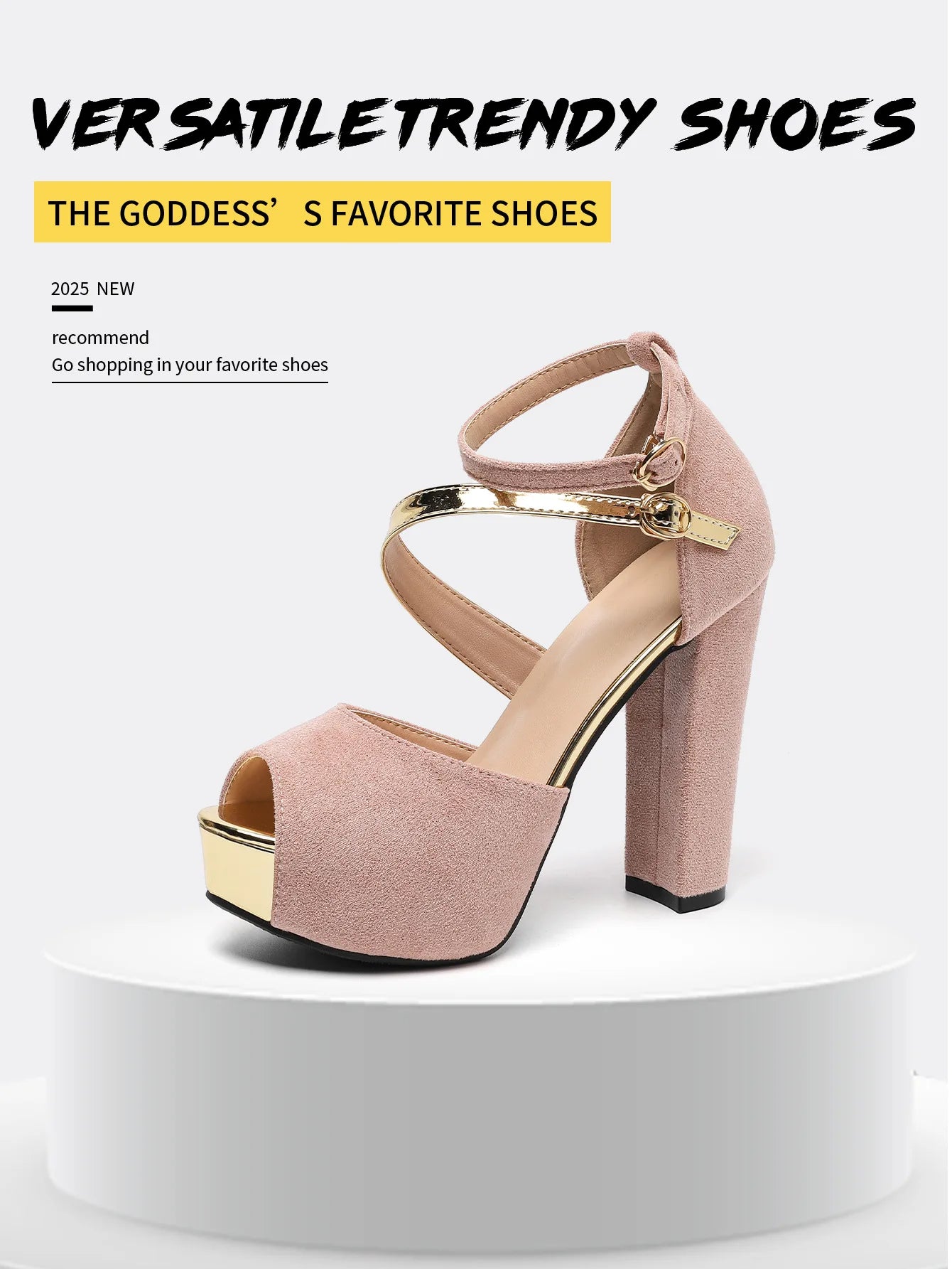 Peep Toe Square Heel Platform Sandals