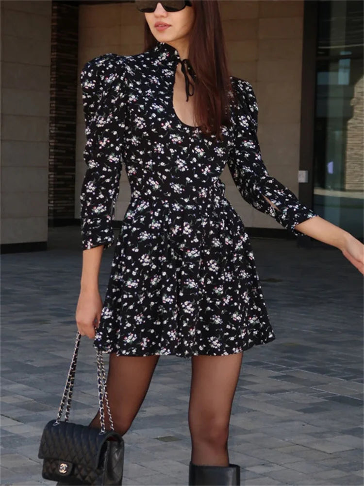 Lace Up Patchwork Bodycon Dress