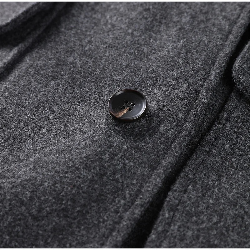 Solid Double Breasted Stand Collar Long Sleeve Overcoat for Women