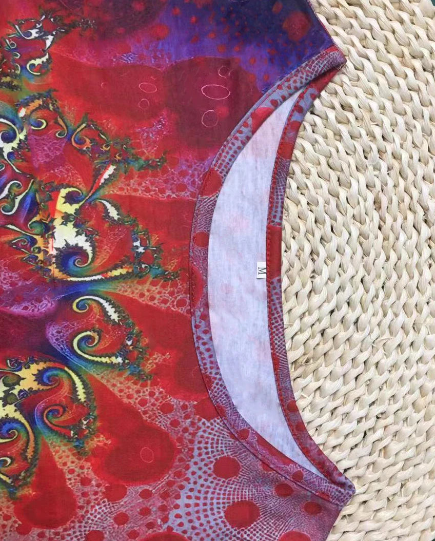 2024 Europe and the United States summer new women's round neck short sleeve long skirt printed dress women
