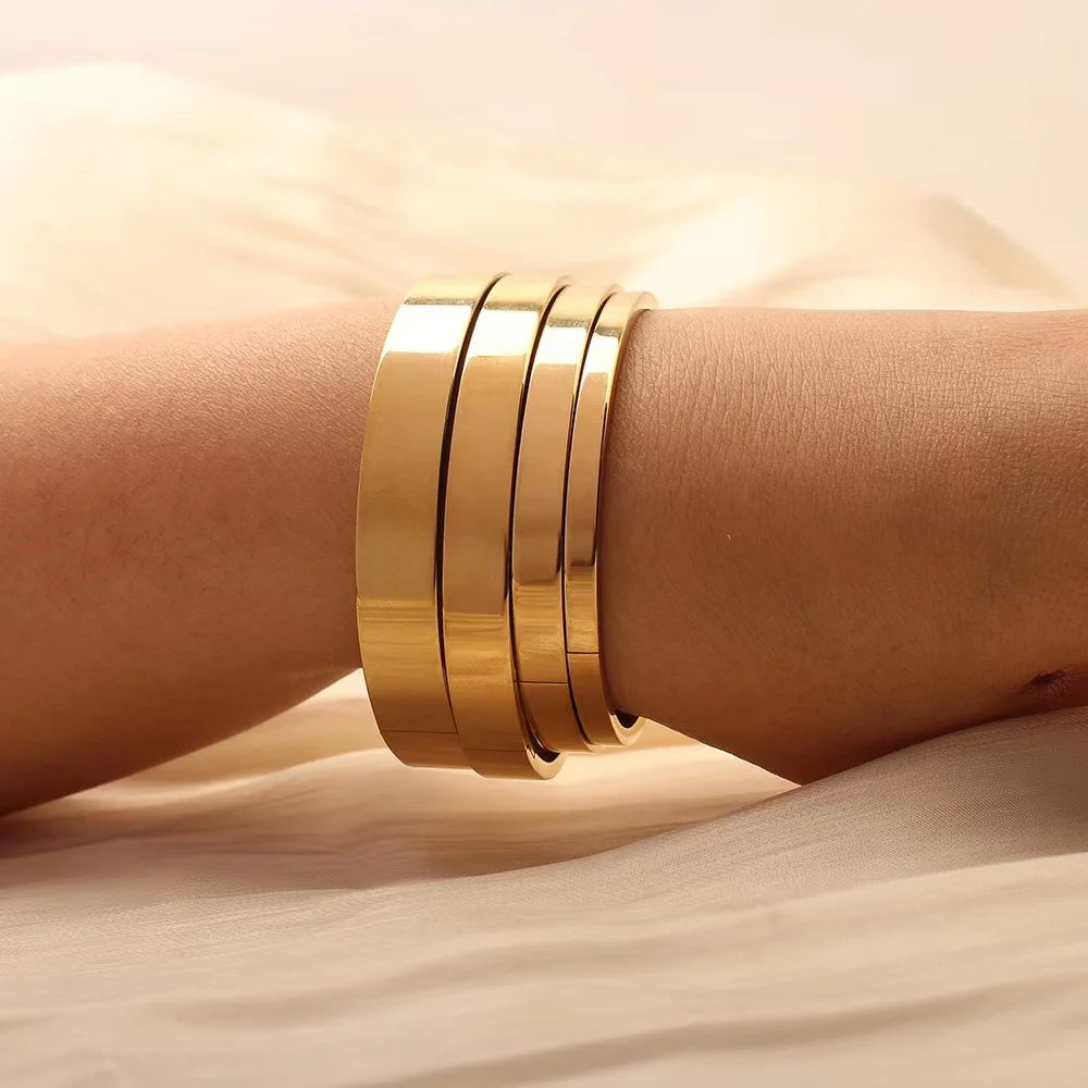 Waterproof Oval Stainless Steel Bangle Bracelet for Women