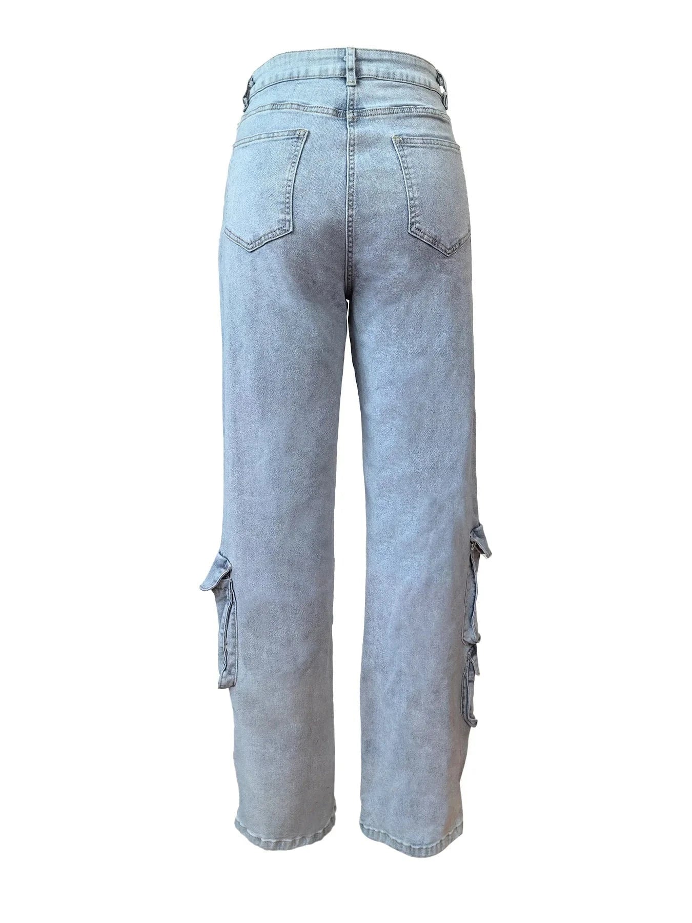 Multi Pockets Jeans Cargo Pants Sexy Women High Waist Elegant Streetwear Denim Casual Straight Trousers