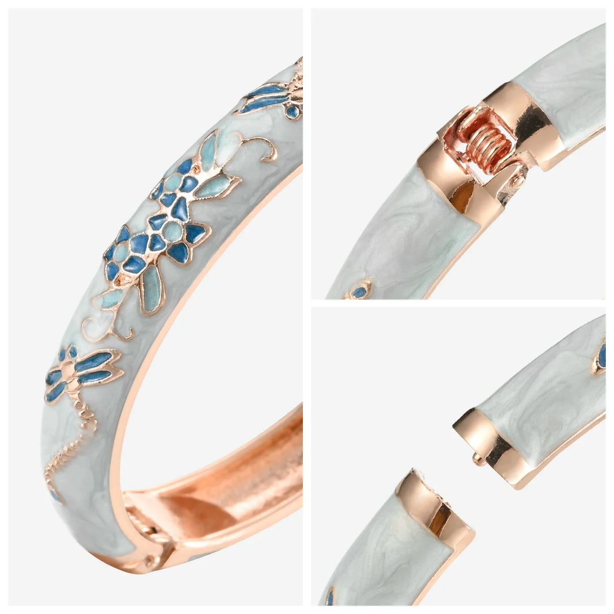 Floral Enamel Bangle Bracelet