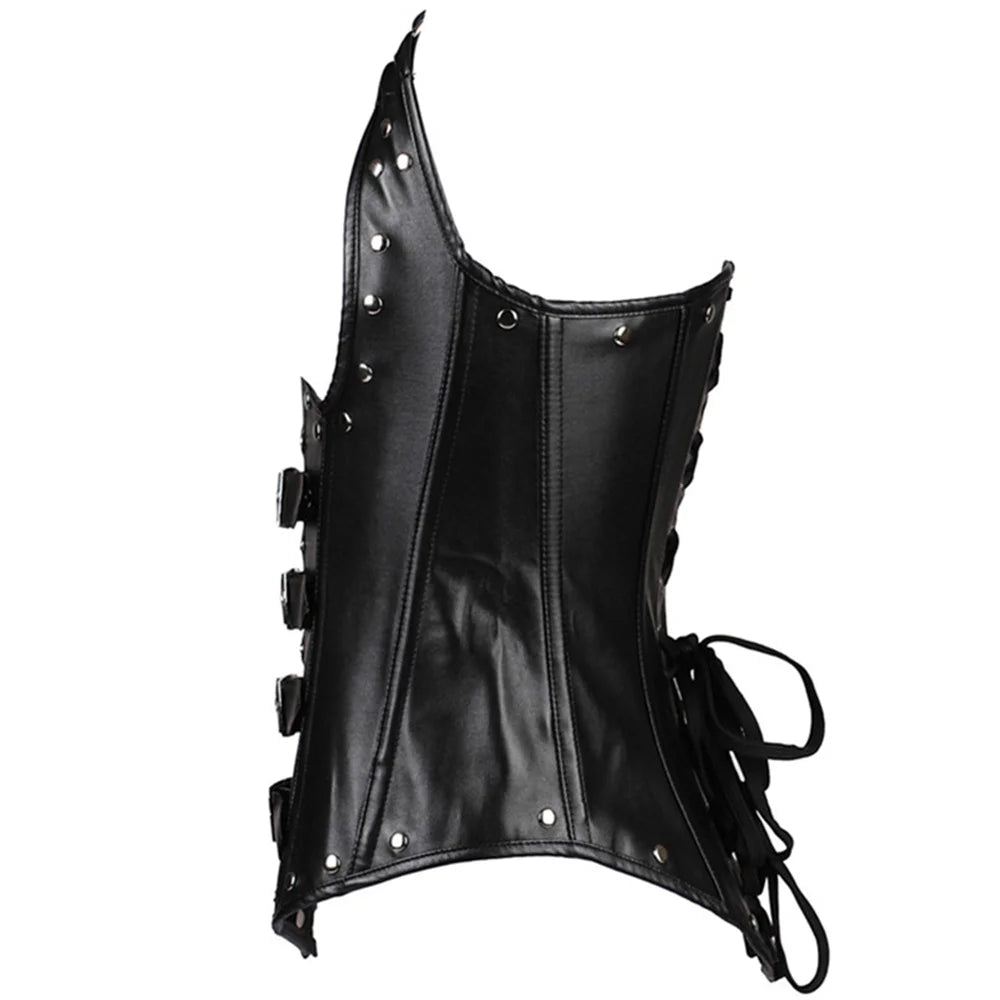 Gothic Faux Leather Underbust Plus Size Corset for Women
