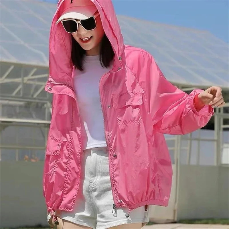 Casual Loose Fit Breathable Hooded Jacket for Women