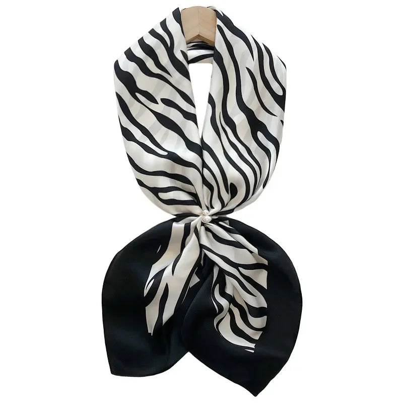 Elegant Art Gallery Style 100% Pure Silk Scarves For Women Soft Thin Striped Mulberry Silk Square Scarf Versatile For Spring Sum