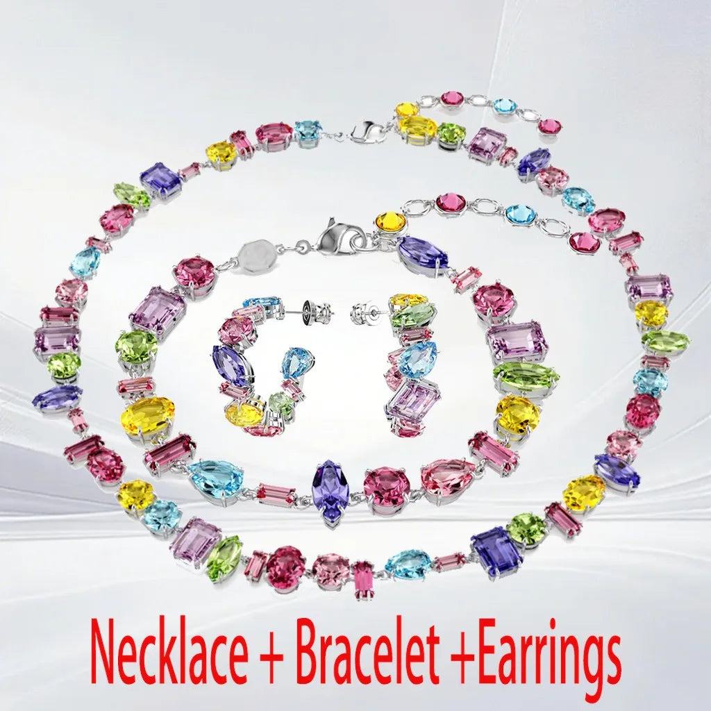 Gold Plated Mixed Cut Crystal Jewelry Set for Women