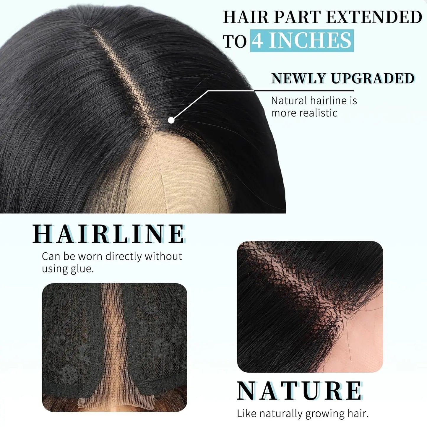 Black Long Wavy Synthetic Lace Hairline Middle Part Wig For Women