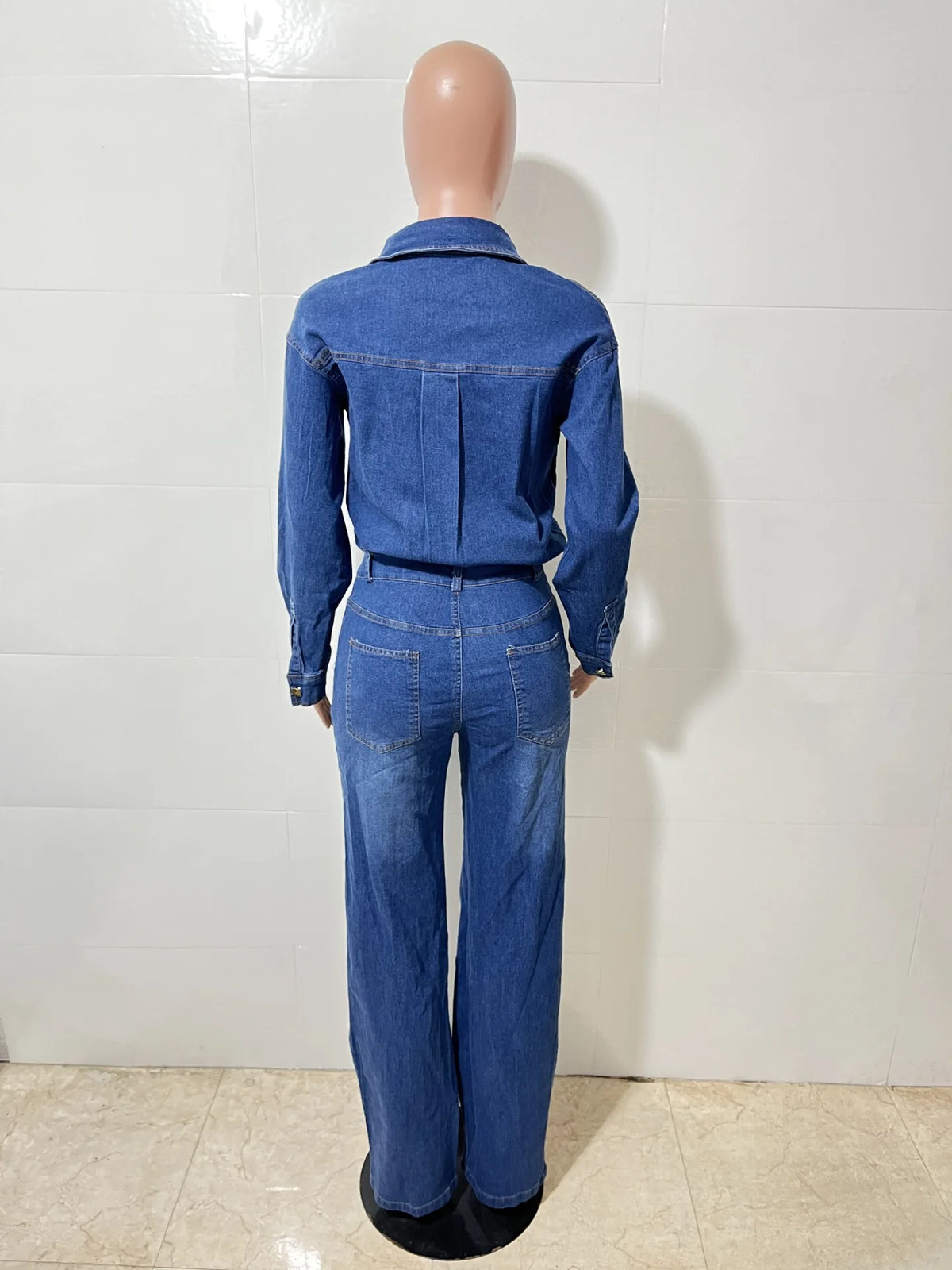 Washed Distressed Denim Jumpsuit