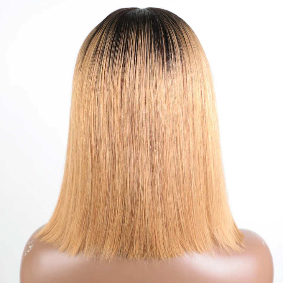 Short Blonde Straight Pixie Cut Lace Front Human Hair Wig for Women