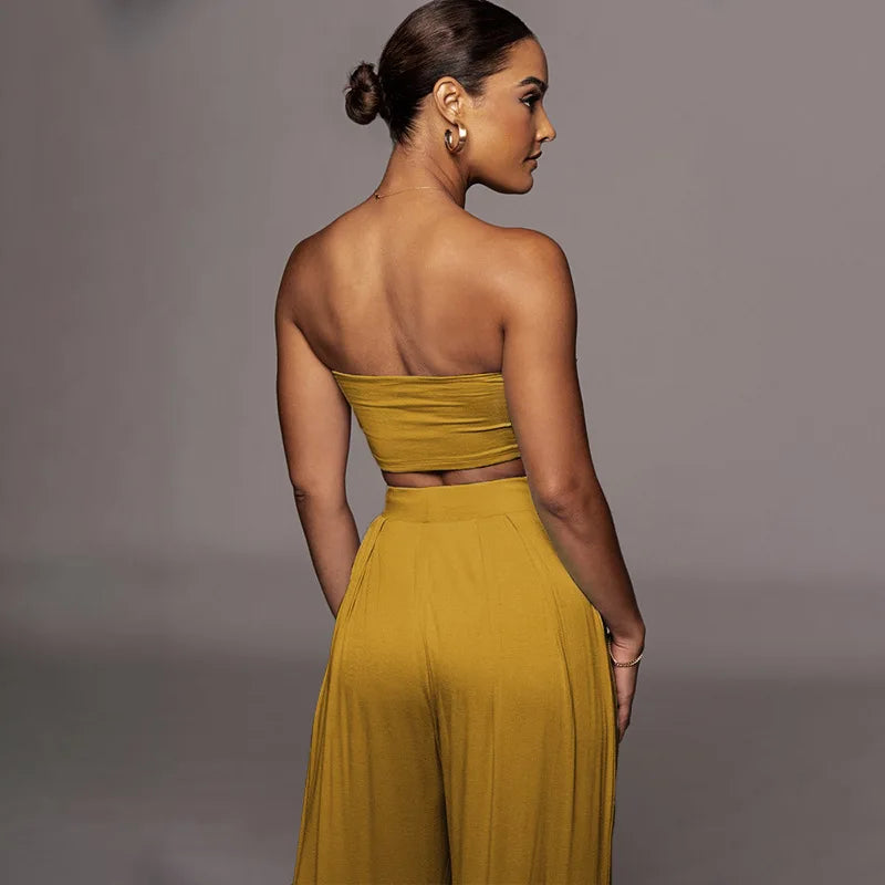Elegant Solid Color Casual Two Piece Set for Women