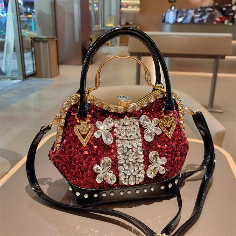 Crystal Sequin One Shoulder Crossbody Handbag for Women