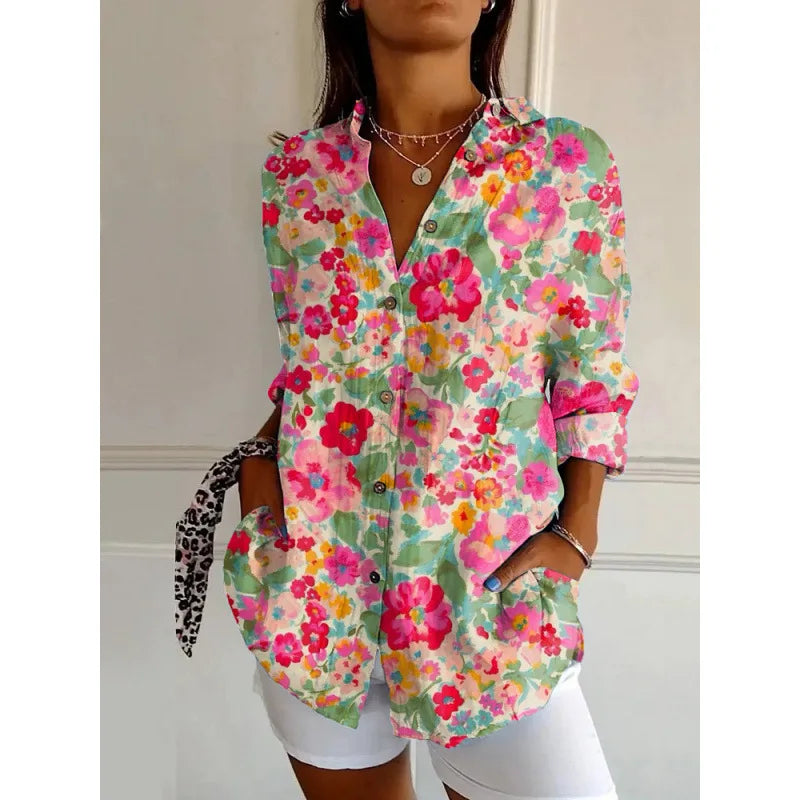 Ditsy Floral Oversized Dropped Shoulder Blouse for Women