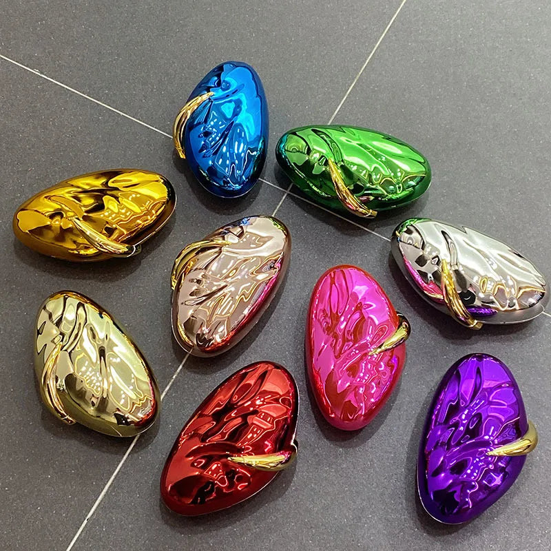 Shiny Egg Shaped Acrylic Hard Shell Clutch Bag for Women