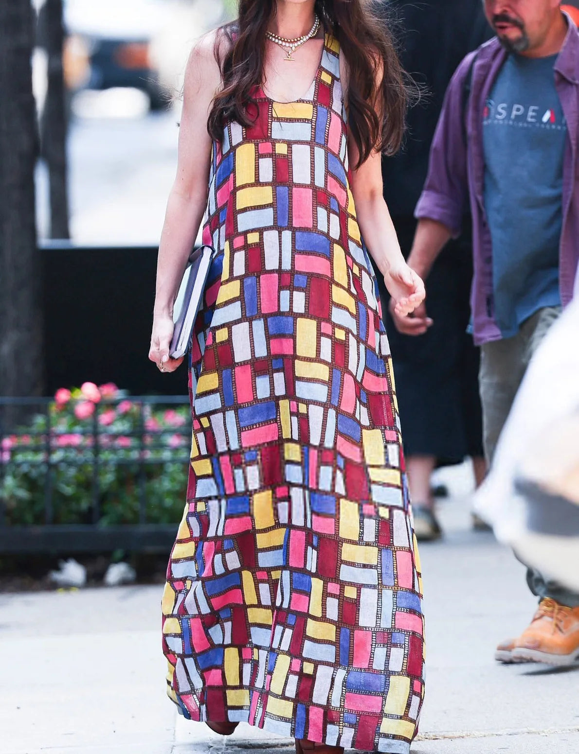 Color Block Squares Sleeveless Maxi Dress for Women
