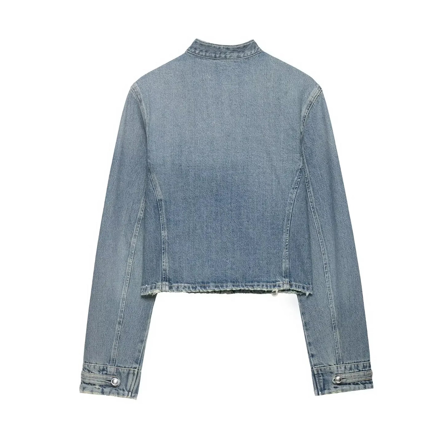 Vintage Inspired Retro Stand Collar Denim Jacket for Women