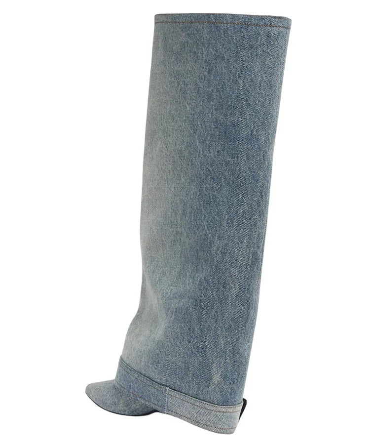 Design Women Metal High Heel Pointed Toe Belt Buckle Knee High Boots Sexy Women Pointy Gold Belt Buckle Knee Boots Plus Size 46