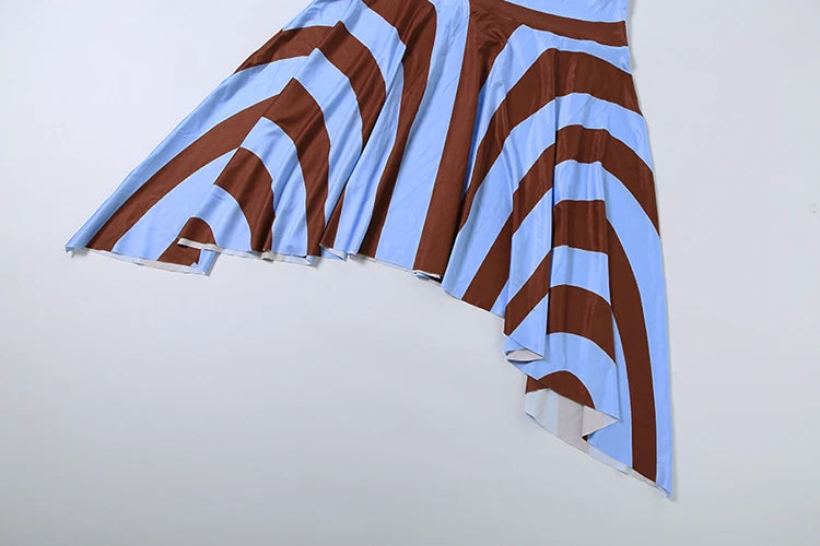 Nibber Holiday 3 Piece Set Woman Halter Rope+Wrap Chest Tops+Stripe Patchwork Mid Skirts Beach Sexy Style Summer Fashion Outfits