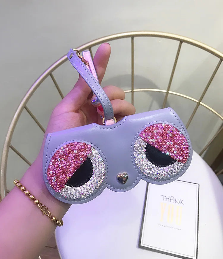 Diamonds cute glasses clip ins fashion sunglasses bag portable sunglasses case protective cover bag bag hanging jewelry