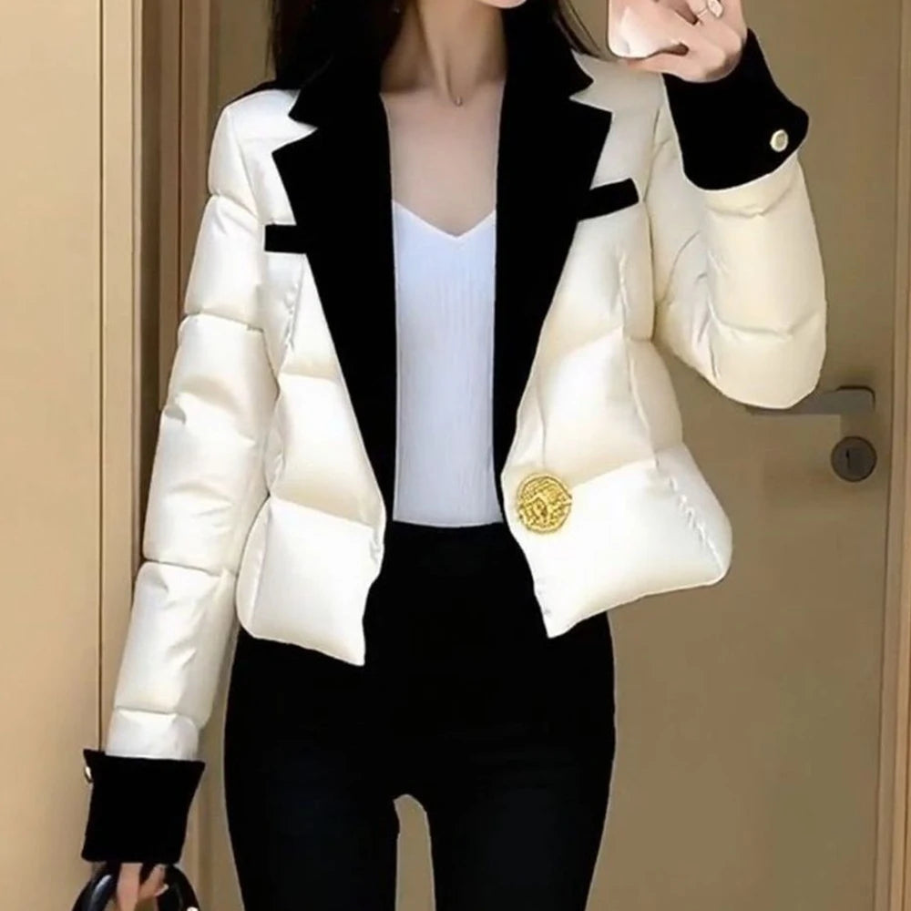 Warm Winter Pink Cotton Jacket With Chic Minimal Design for Women