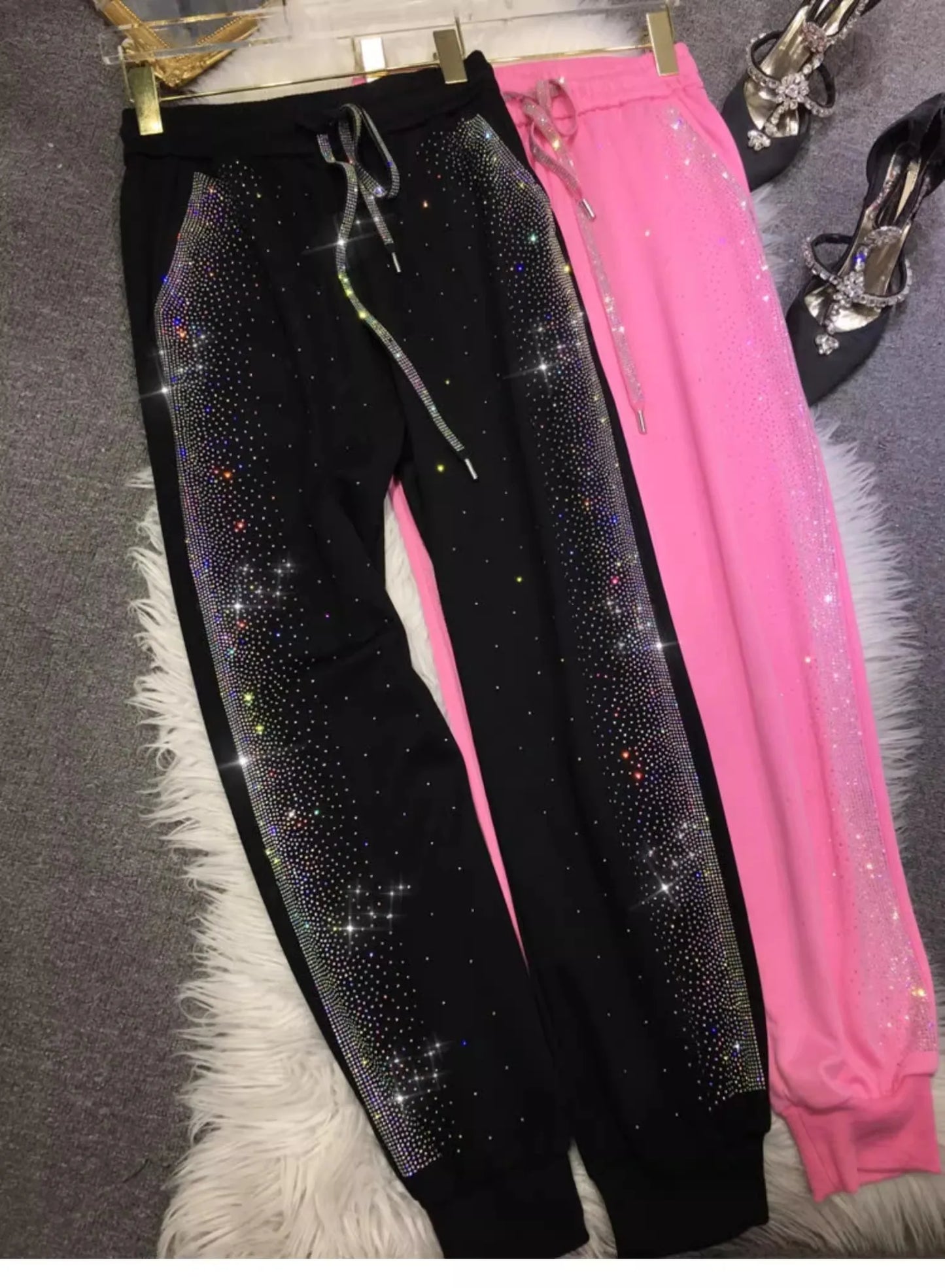 Rhinestone Embellished Sweatpants