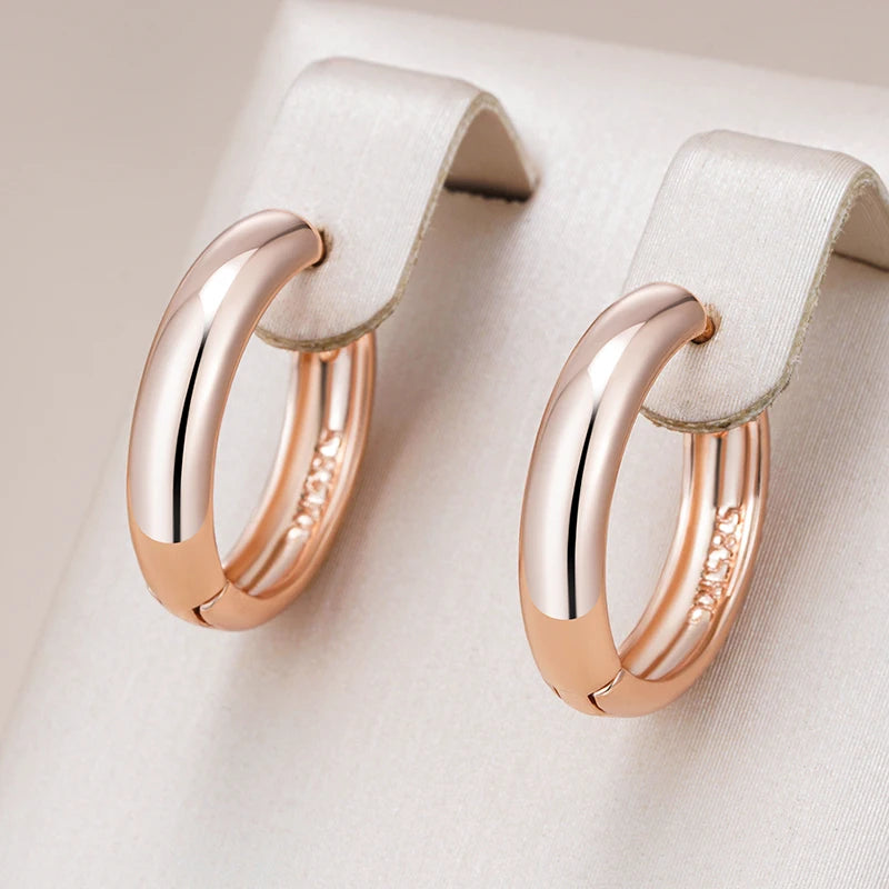 Rose Gold Geometric Hoop Drop Earrings