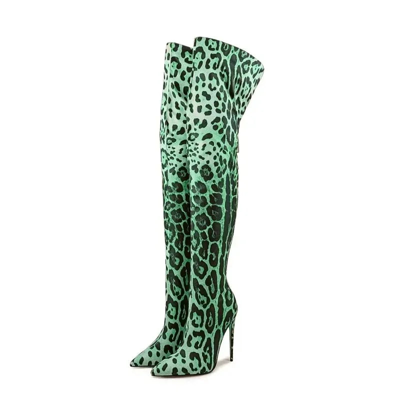 Sexy Striped Back Zip Over-the-Knee Boots for Women